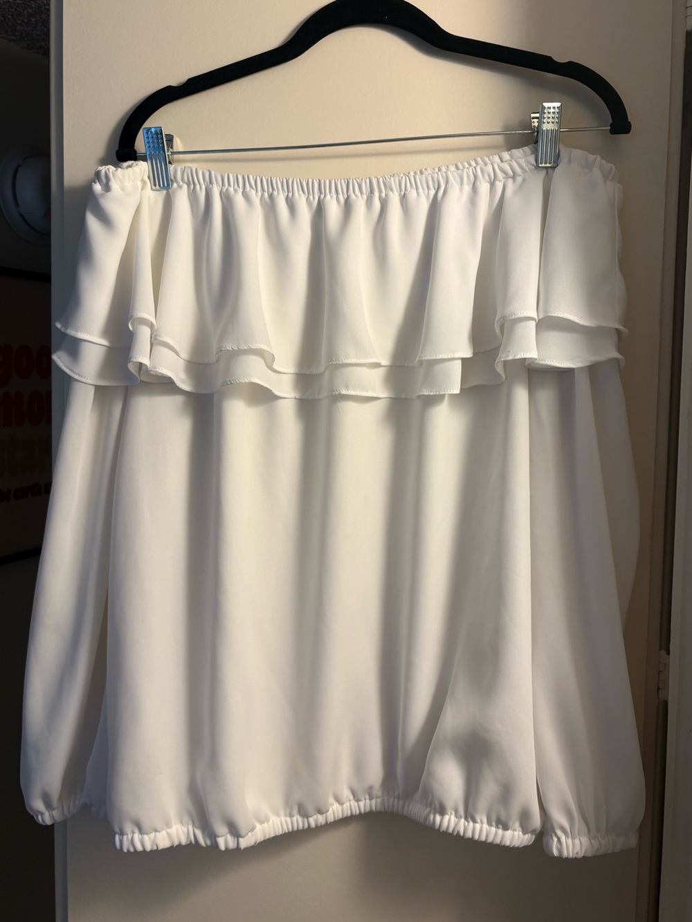 MICHAEL Michael Kors White Off Shoulder Ruffle Blouse Size L